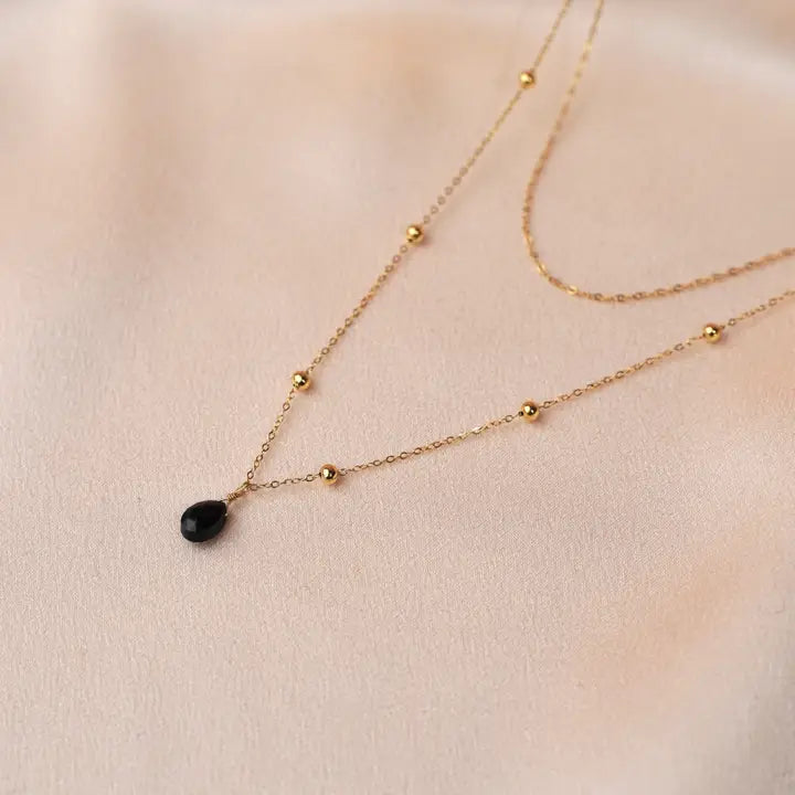 Doppelreihige Kette mit schwarzem Onyx