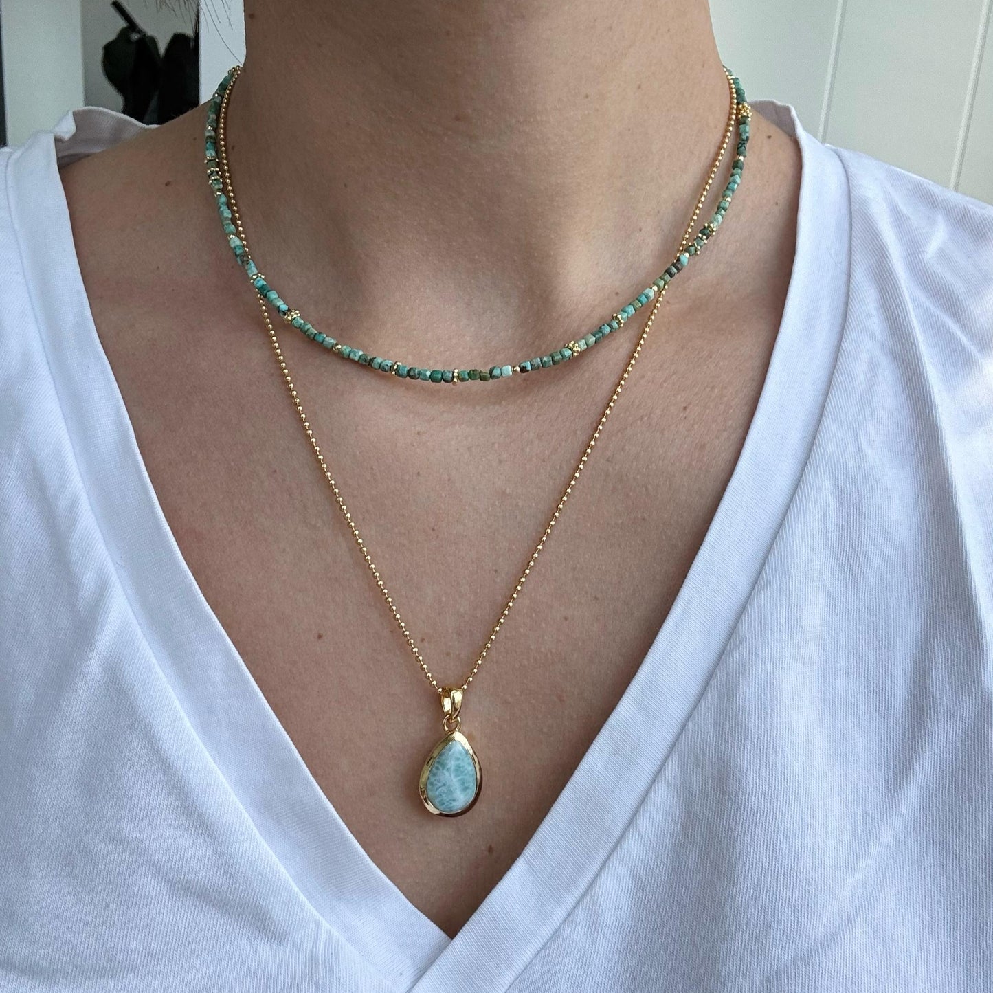 Edelsteinkette Türkis gold