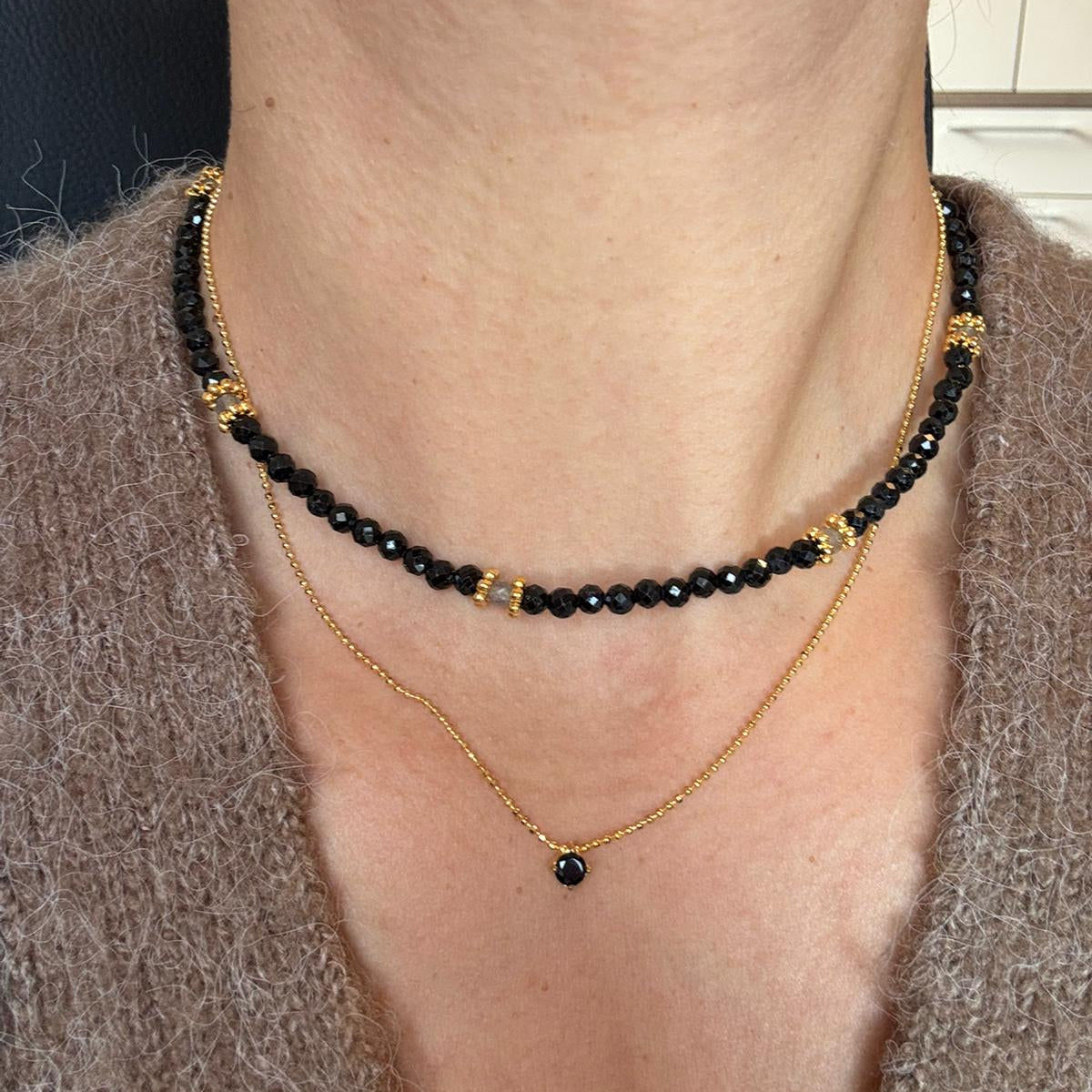 Diamant schwarzer Turmalin gold