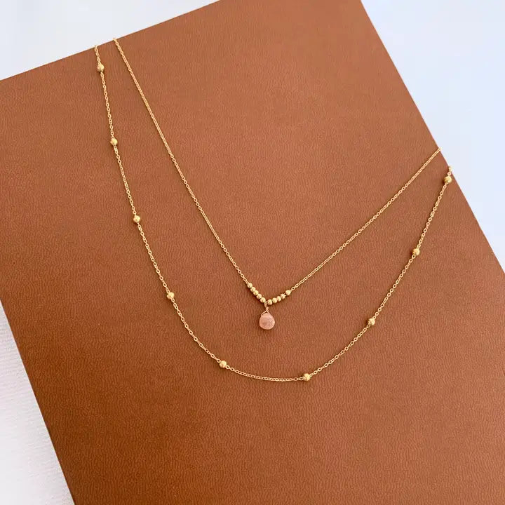 Doppelreihige Kette mit Rosenquarz