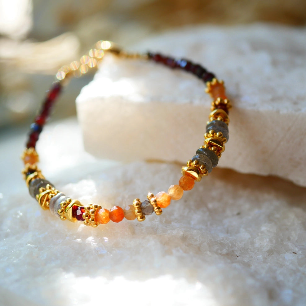 Josie Granat, Aventurin und Labradorit Armband