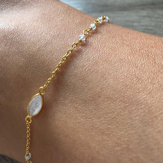 Fußkette mit Mondsteinen Gold oder Silber